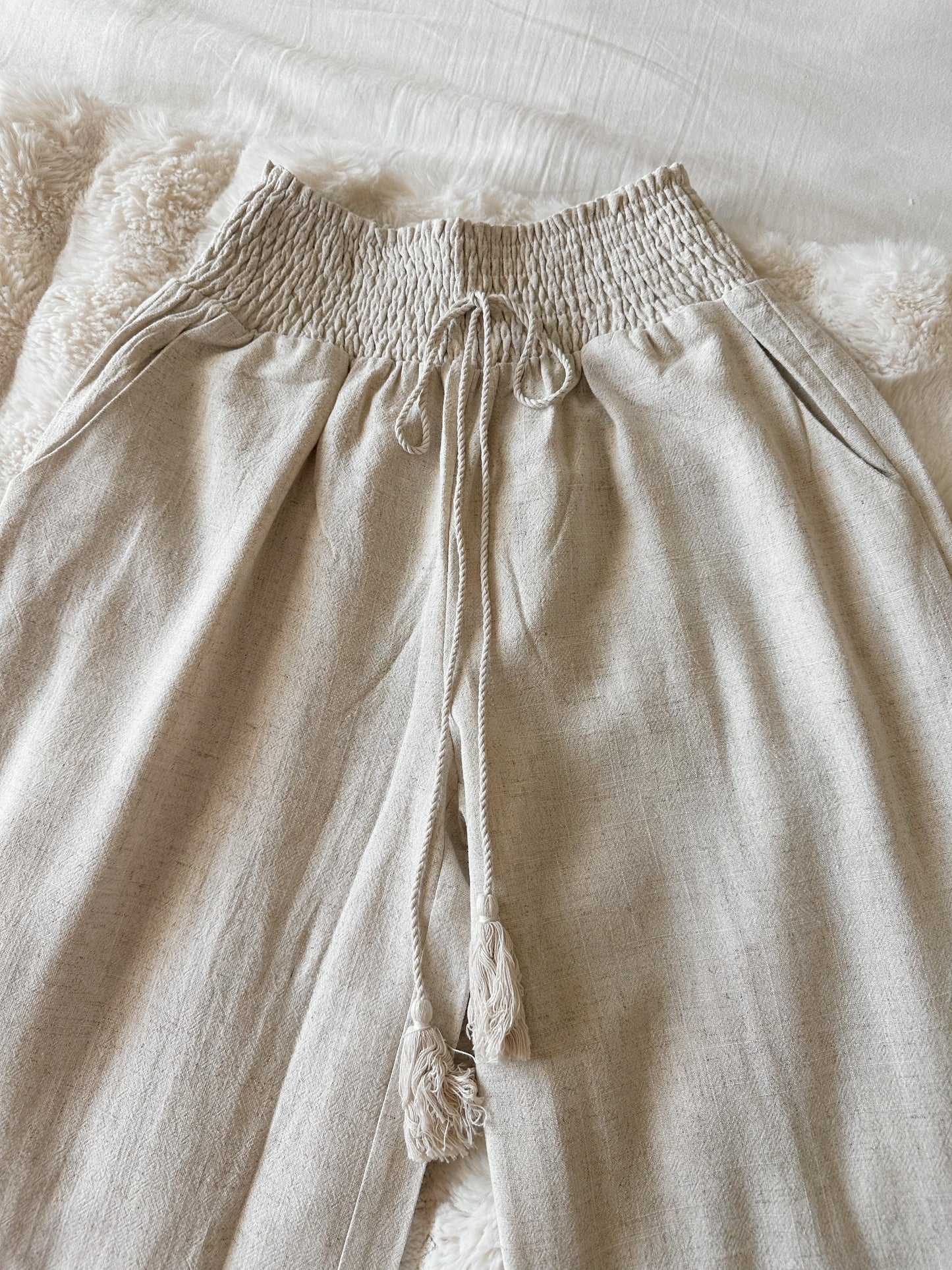 COZY TASSEL LINEN PANTS