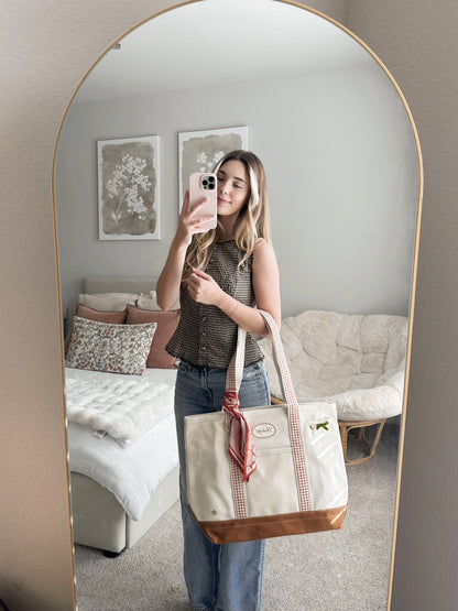 The Darling Canvas Tote Bag-Maple Gingham