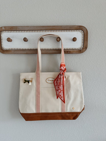 The Darling Canvas Tote Bag-Maple Gingham