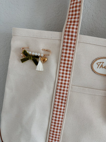 The Darling Canvas Tote Bag-Maple Gingham