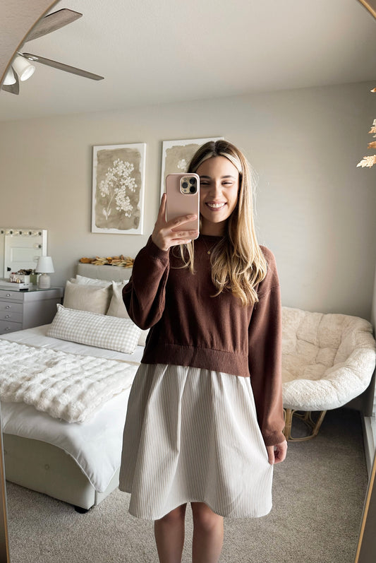 Coffee Date Mini Sweater Dress