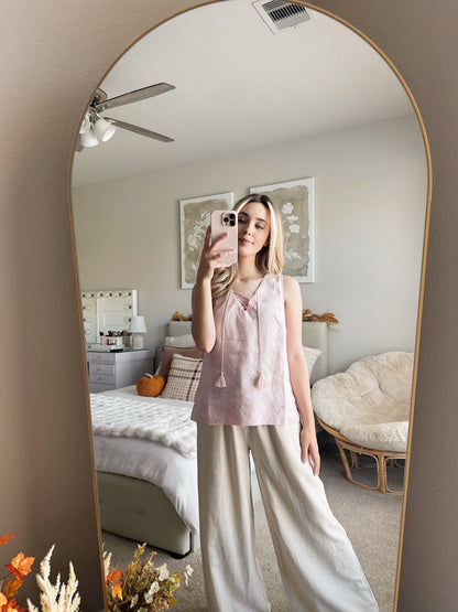 COZY TASSEL LINEN PANTS