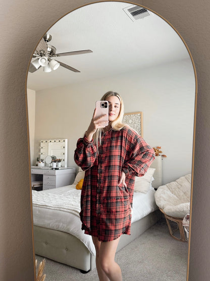 COZY CABIN PLAID SHIRT DRESS