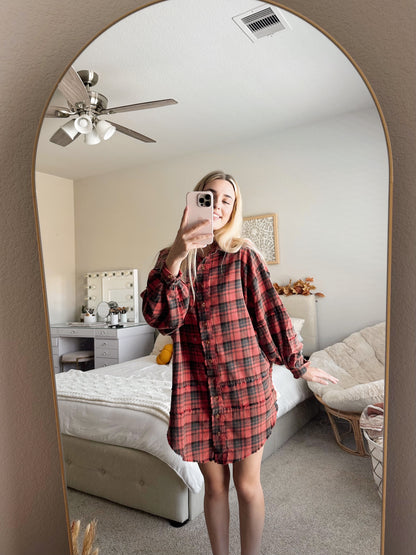 COZY CABIN PLAID SHIRT DRESS