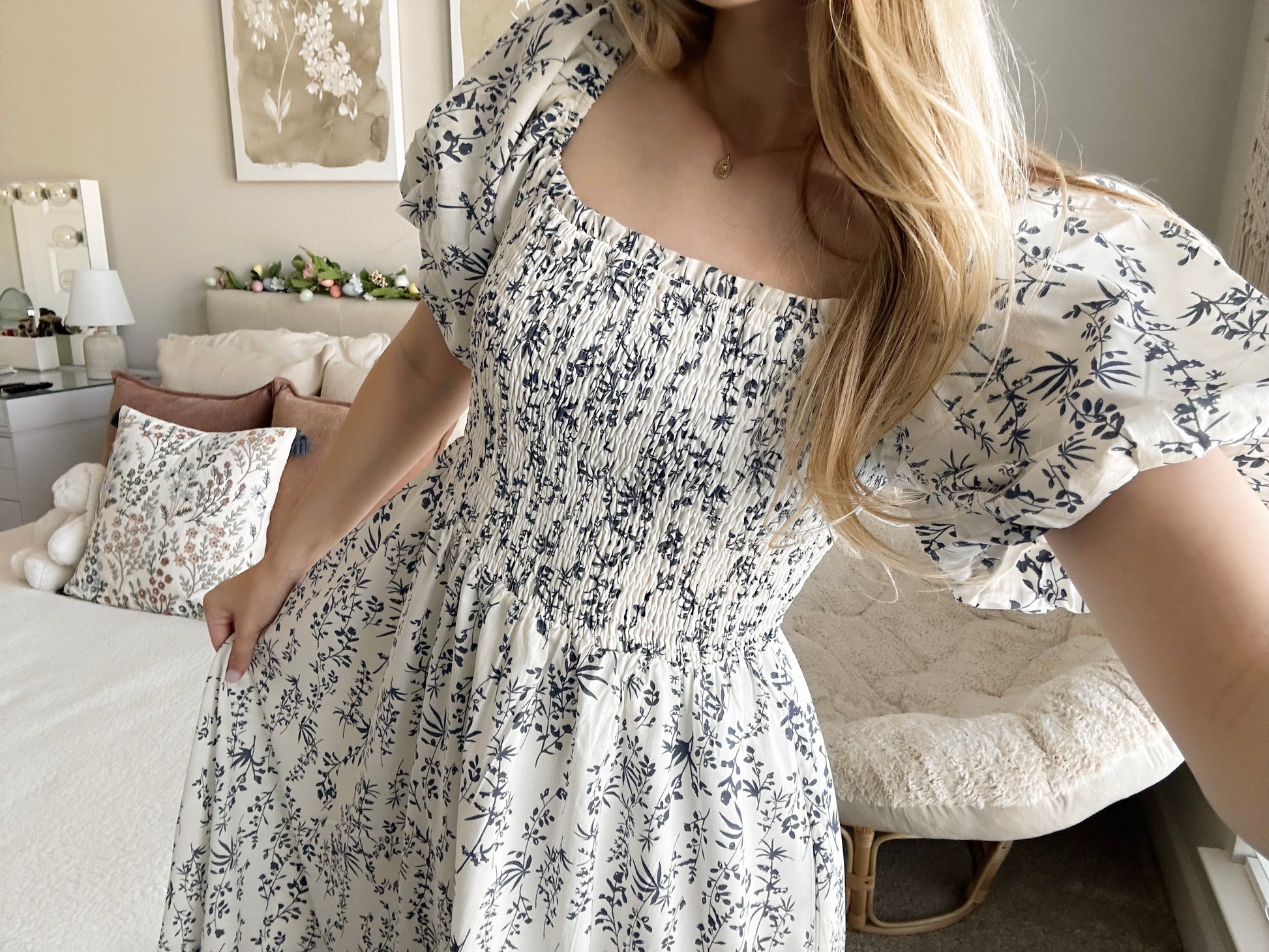 bloom garden midi dress DEN | Emmaretta Dress | Blue Garden Bloom / XXS