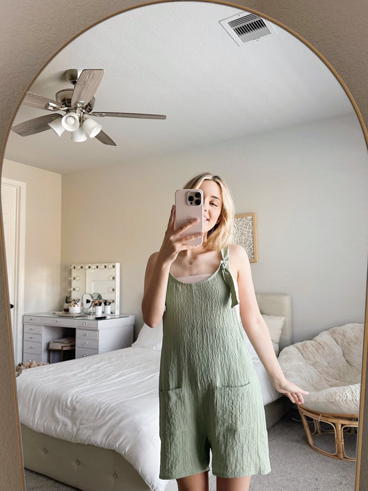 GREEN RELAXED ROMPER